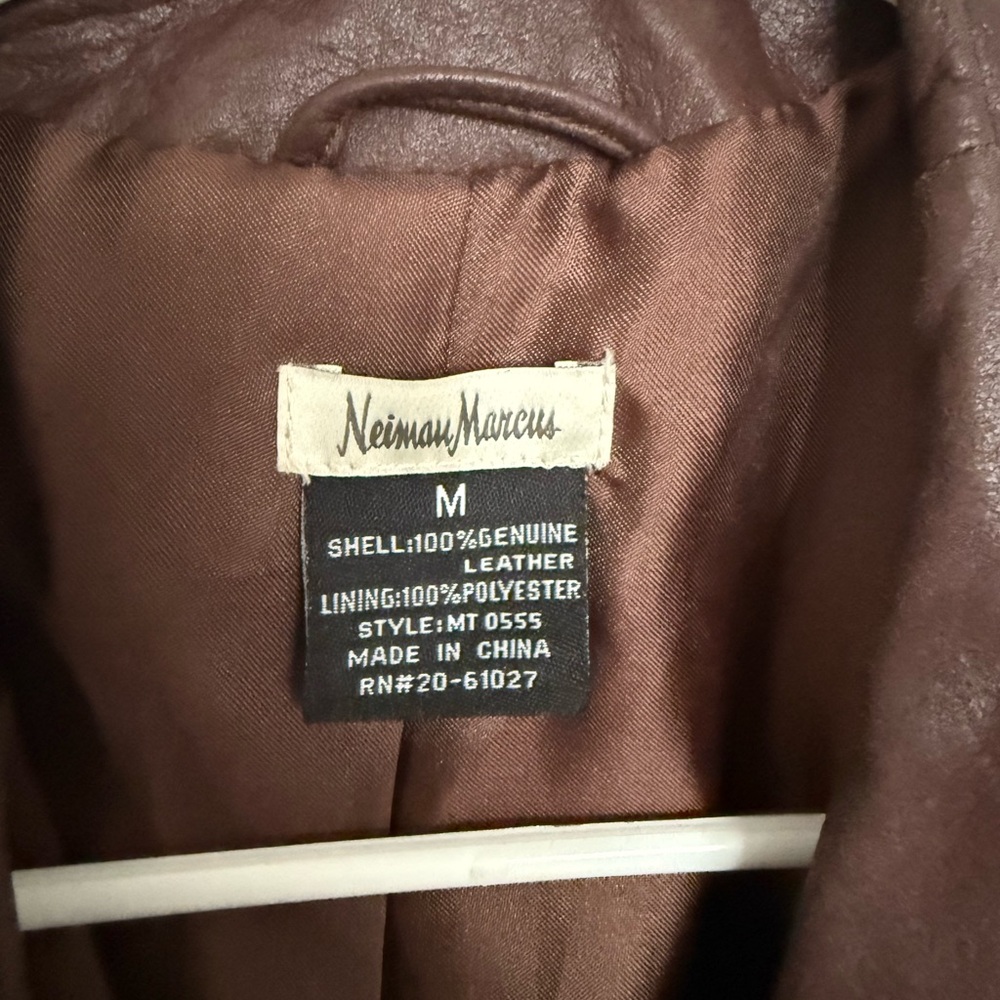 Neiman Marcus Brown Leather Jacket M - image 2